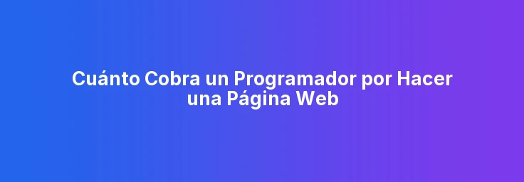 Cuánto Cobra un Programador por Hacer una Página Web