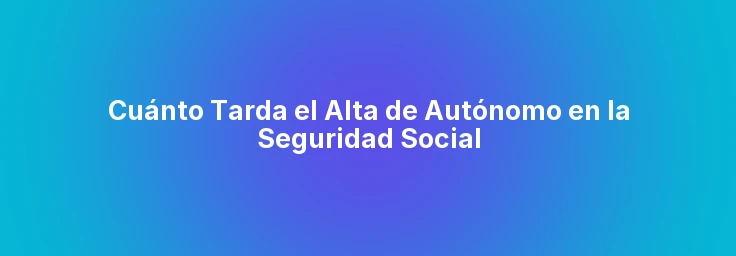 Cuánto Tarda el Alta de Autónomo en la Seguridad Social