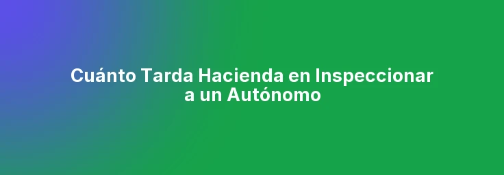 Cuánto Tarda Hacienda en Inspeccionar a un Autónomo