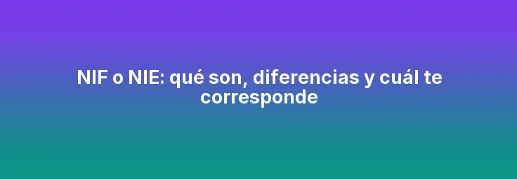 NIF o NIE: qué son, diferencias y cuál te corresponde