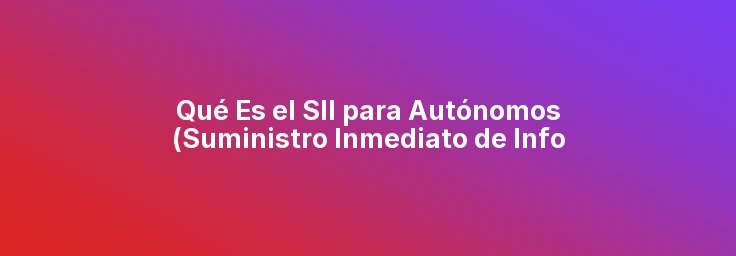 Qué Es el SII para Autónomos (Suministro Inmediato de Información)