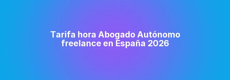 Tarifa hora Abogado Autónomo freelance en España 2026