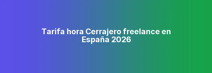 Tarifa hora Cerrajero freelance en España 2026