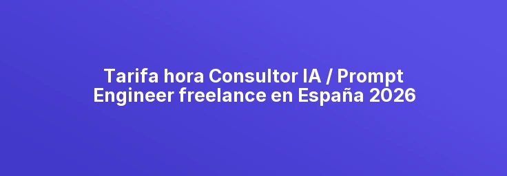Tarifa hora Consultor IA / Prompt Engineer freelance en España 2026